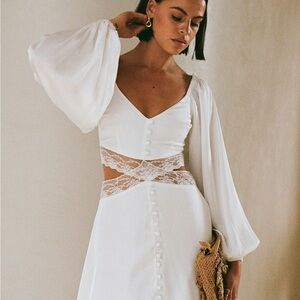 Elegant White Lace Detail Dress